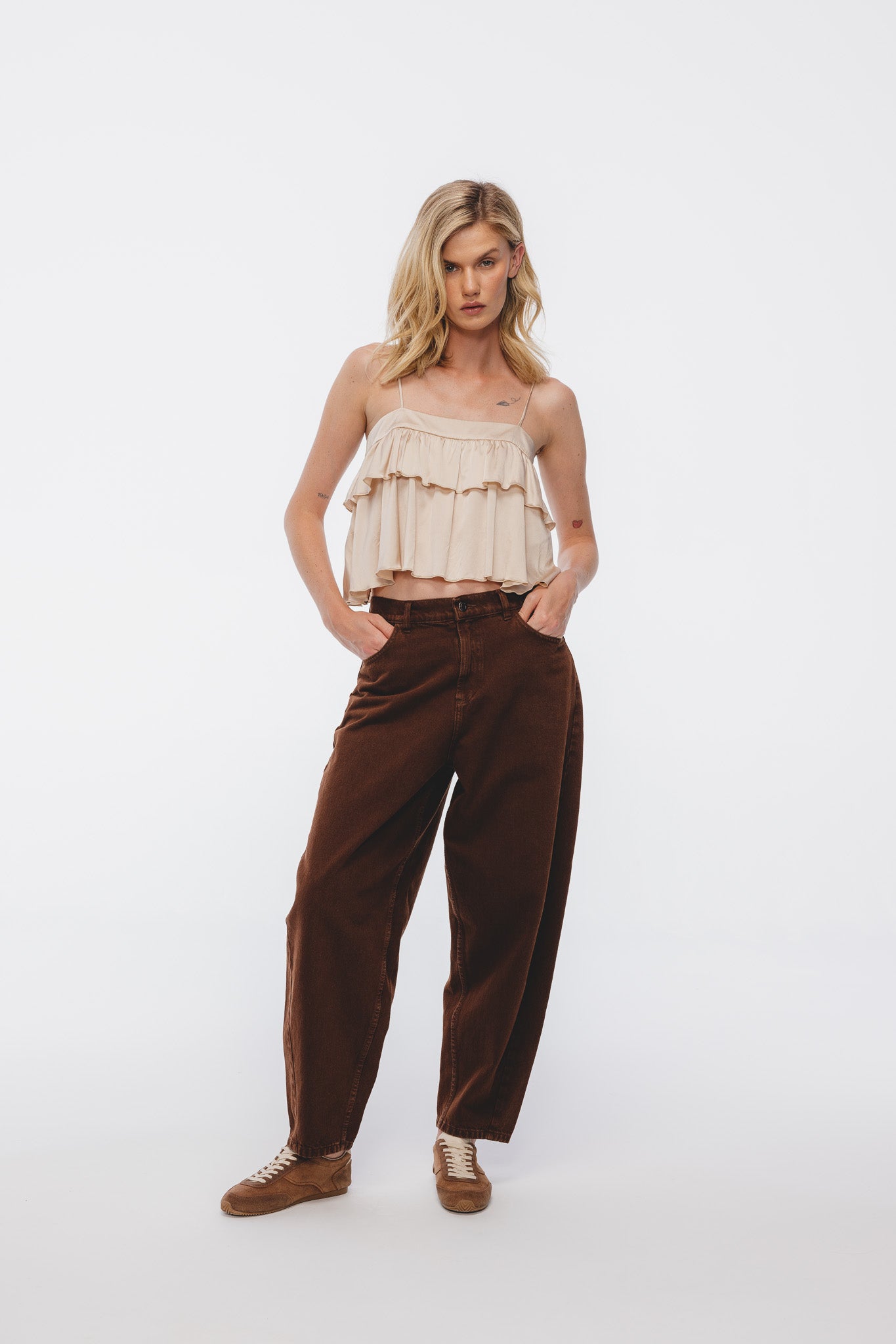 Spodnie Omena Pralinkowy