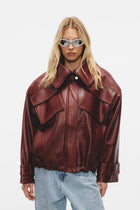 Kurtka skórzana Irma Bordowy