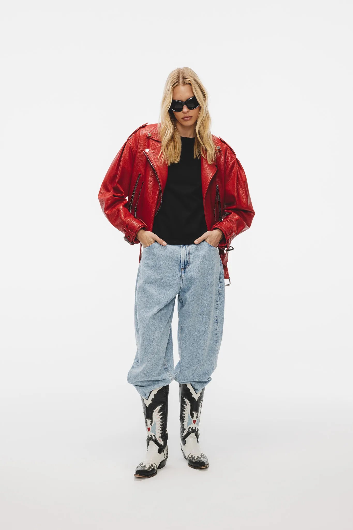 Kurtka skórzana Roxie Czerwony