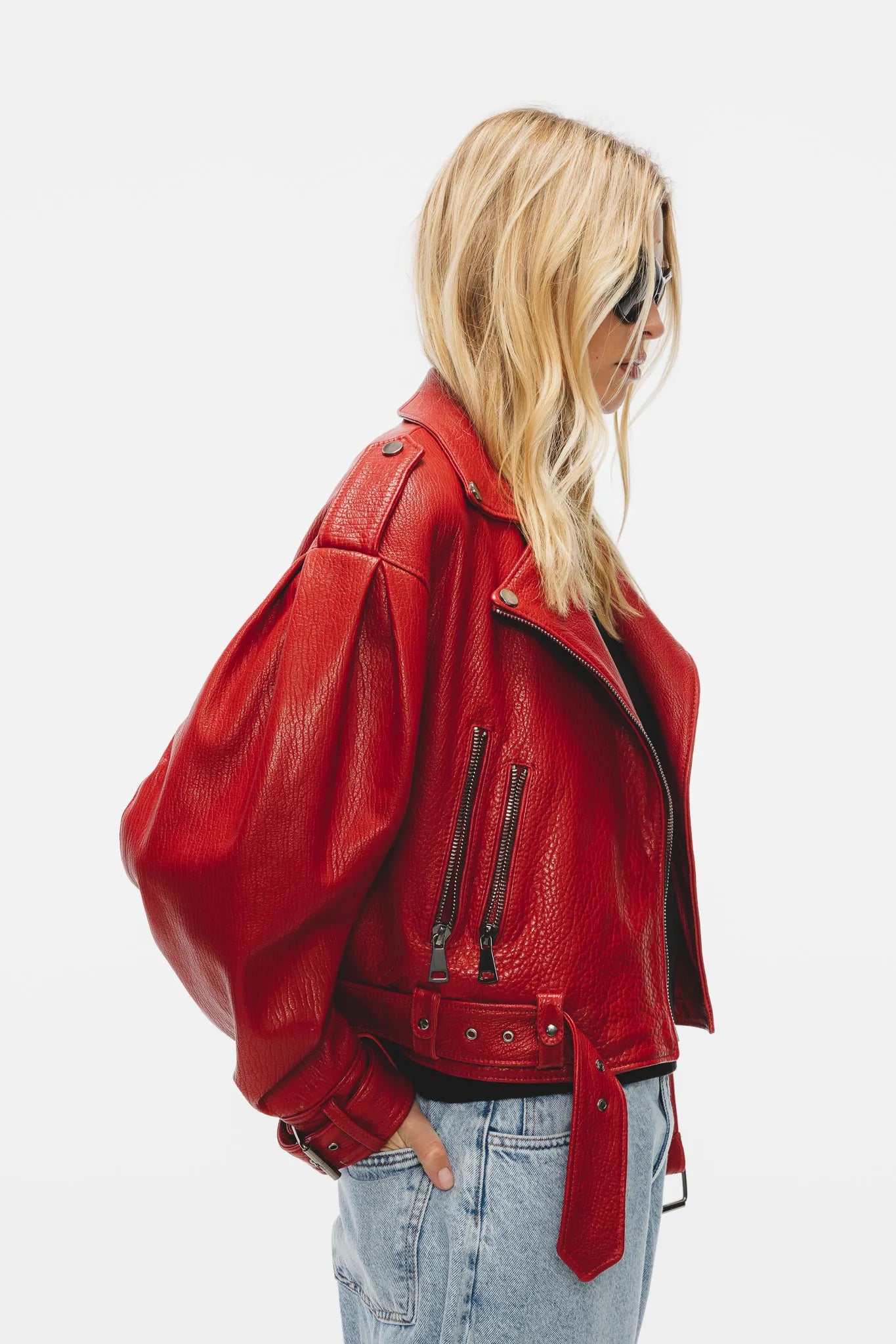 Kurtka skórzana Roxie Czerwony