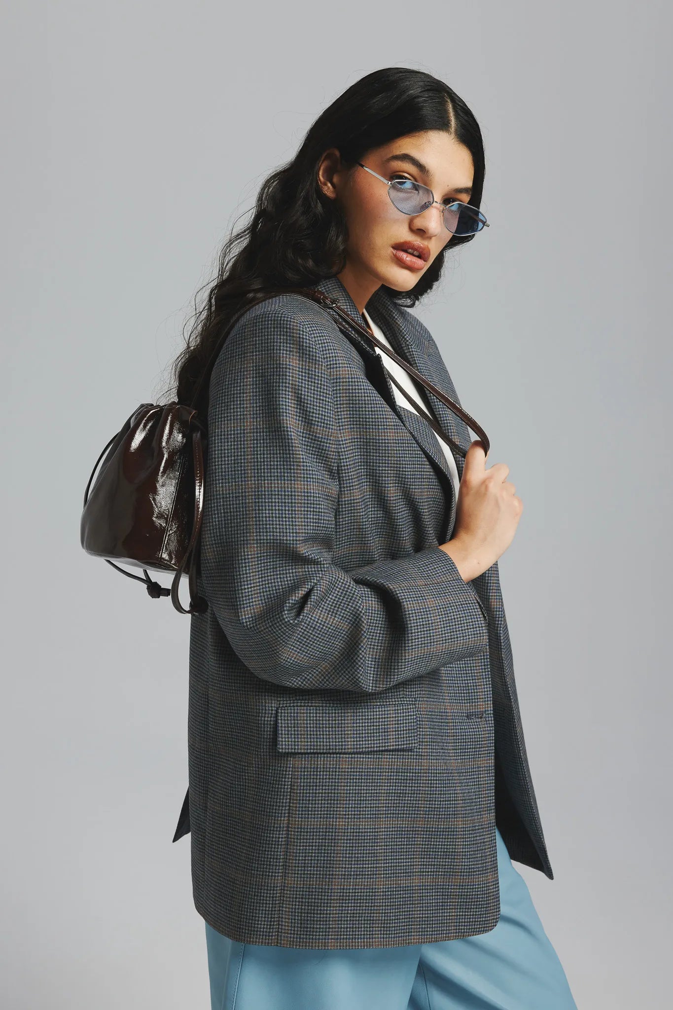 Marynarka Cameron Check Szary-Granatowy