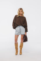 Spodenki Tesia Denim Sprany Jasny Niebieski