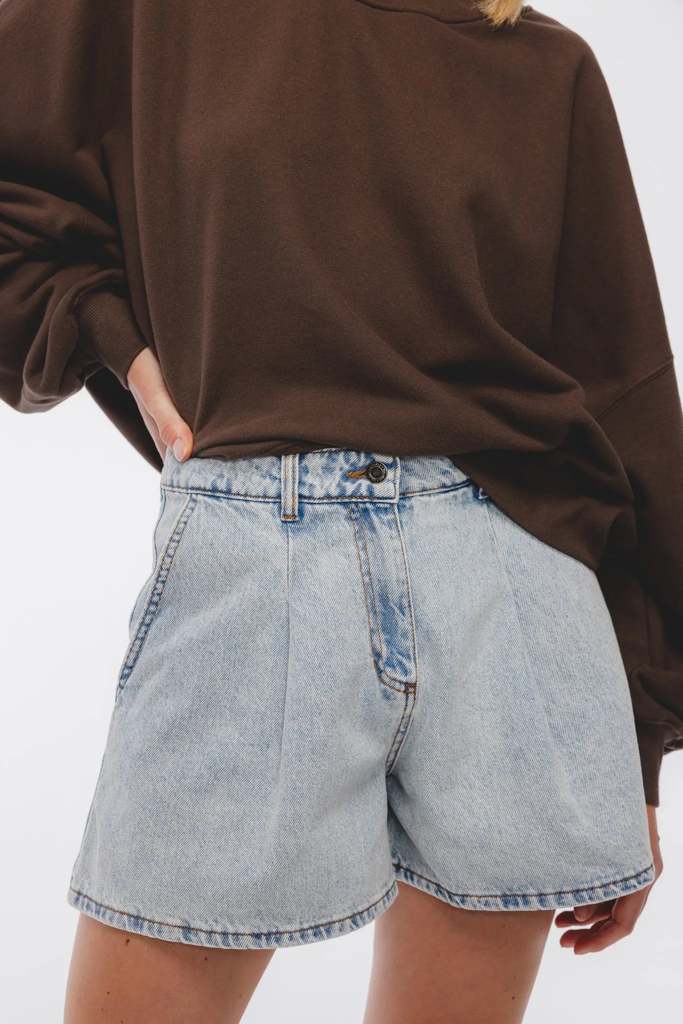 Spodenki Tesia Denim Sprany Jasny Niebieski