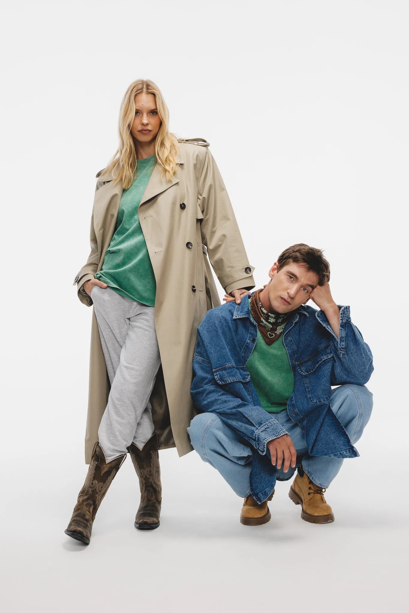 T-shirt Dru Vintage Sprany Zielony