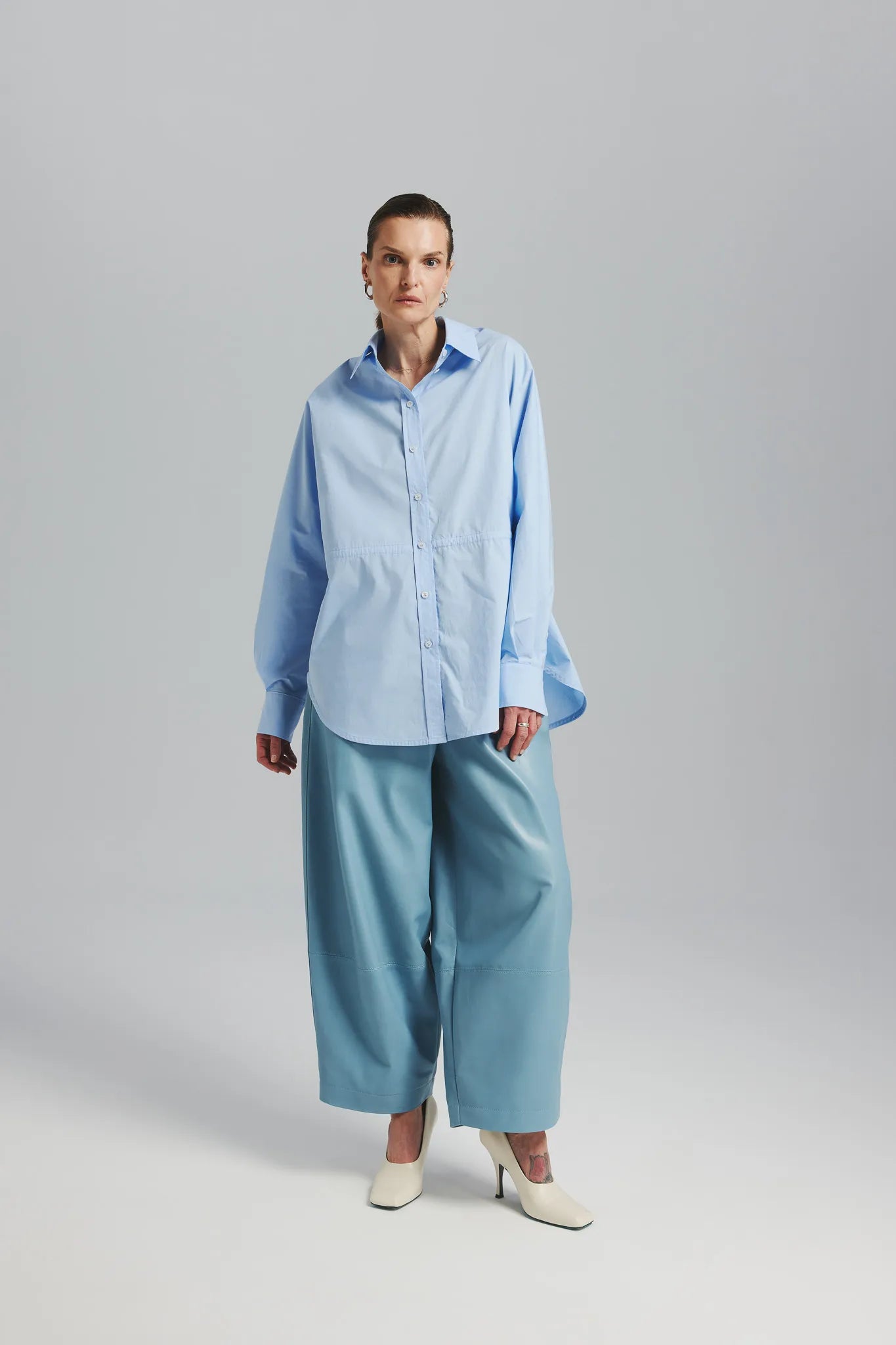 Spodnie Skórzane Sora Błękitny