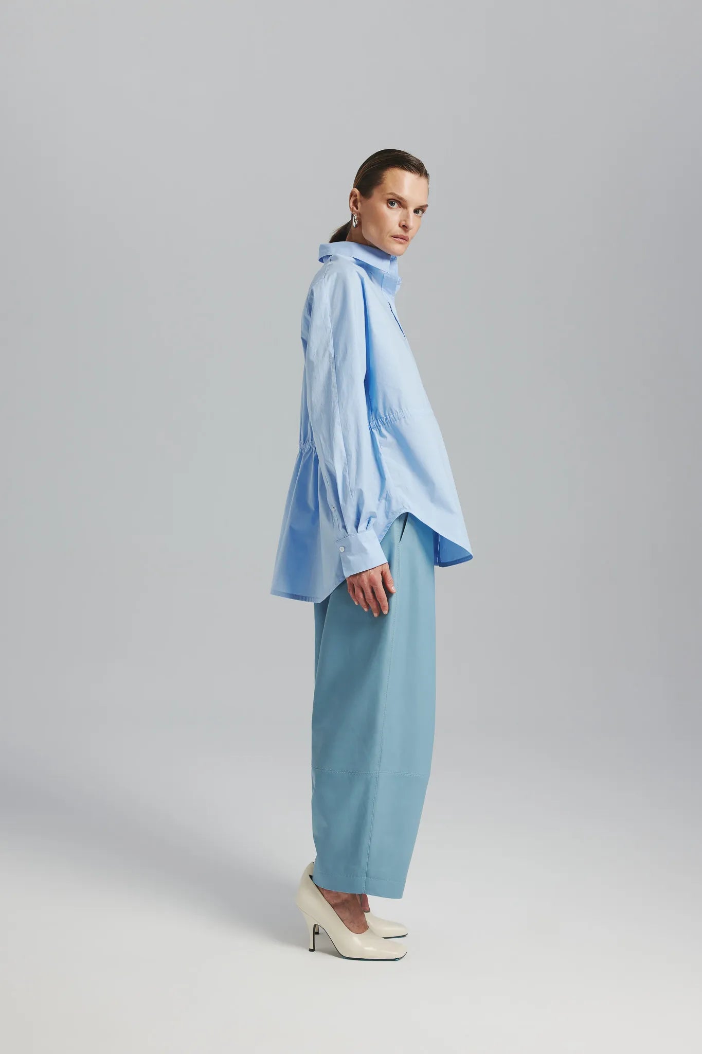 Spodnie Skórzane Sora Błękitny