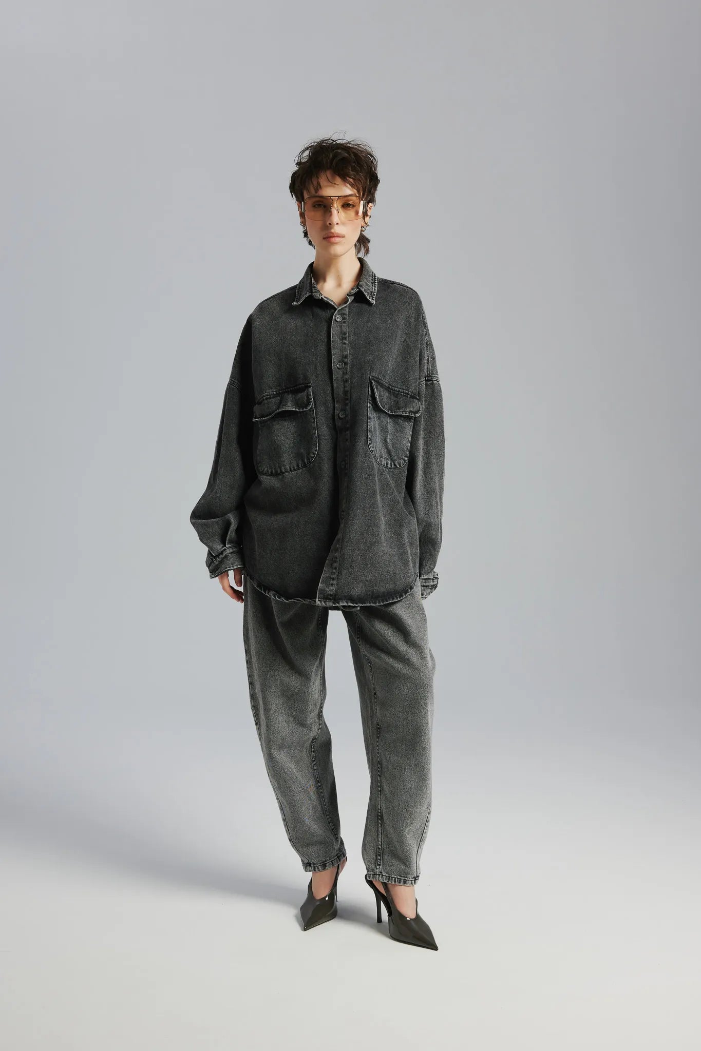 Spodnie Omena Stalowy Szary