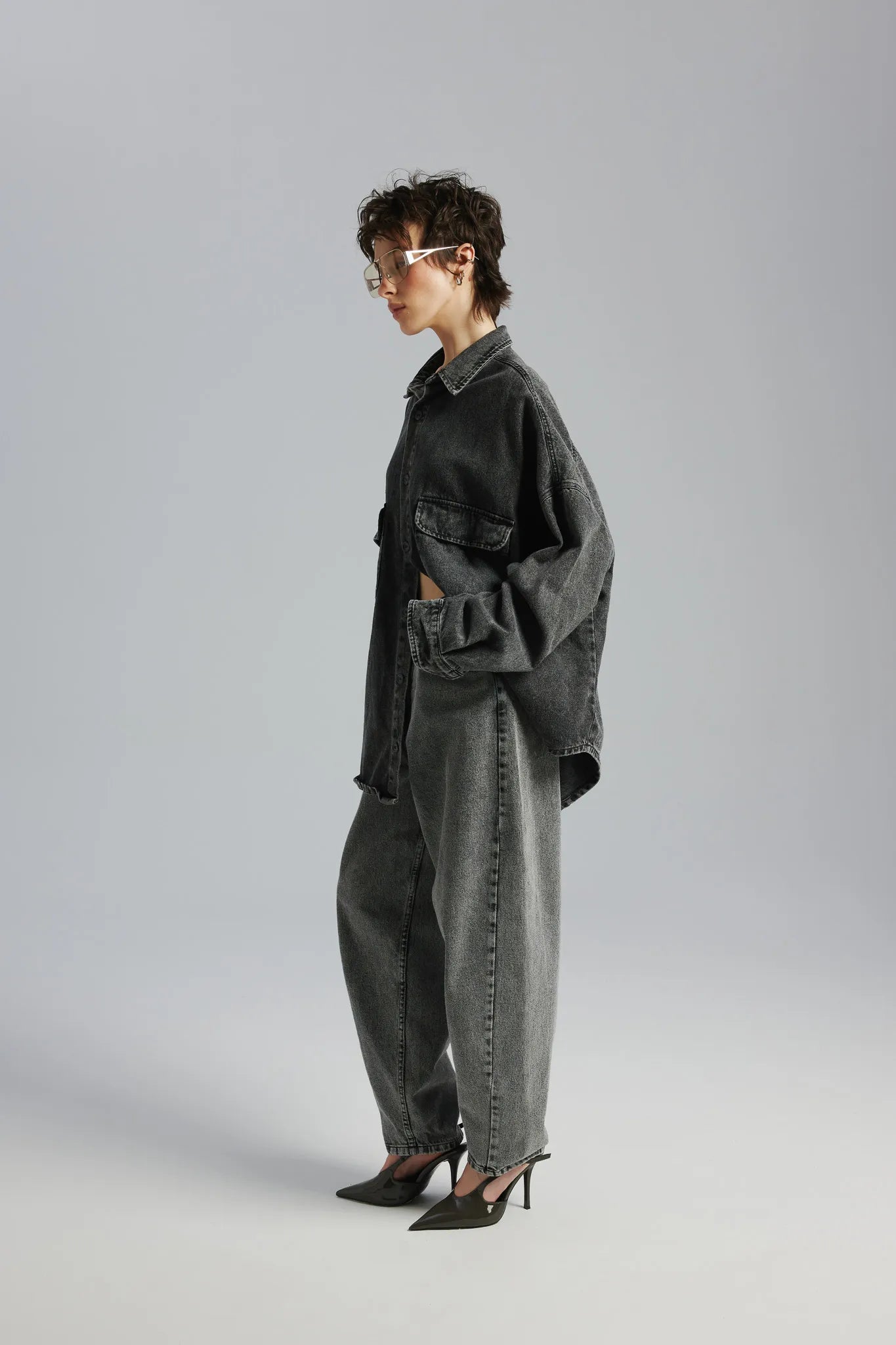 Spodnie Omena Stalowy Szary