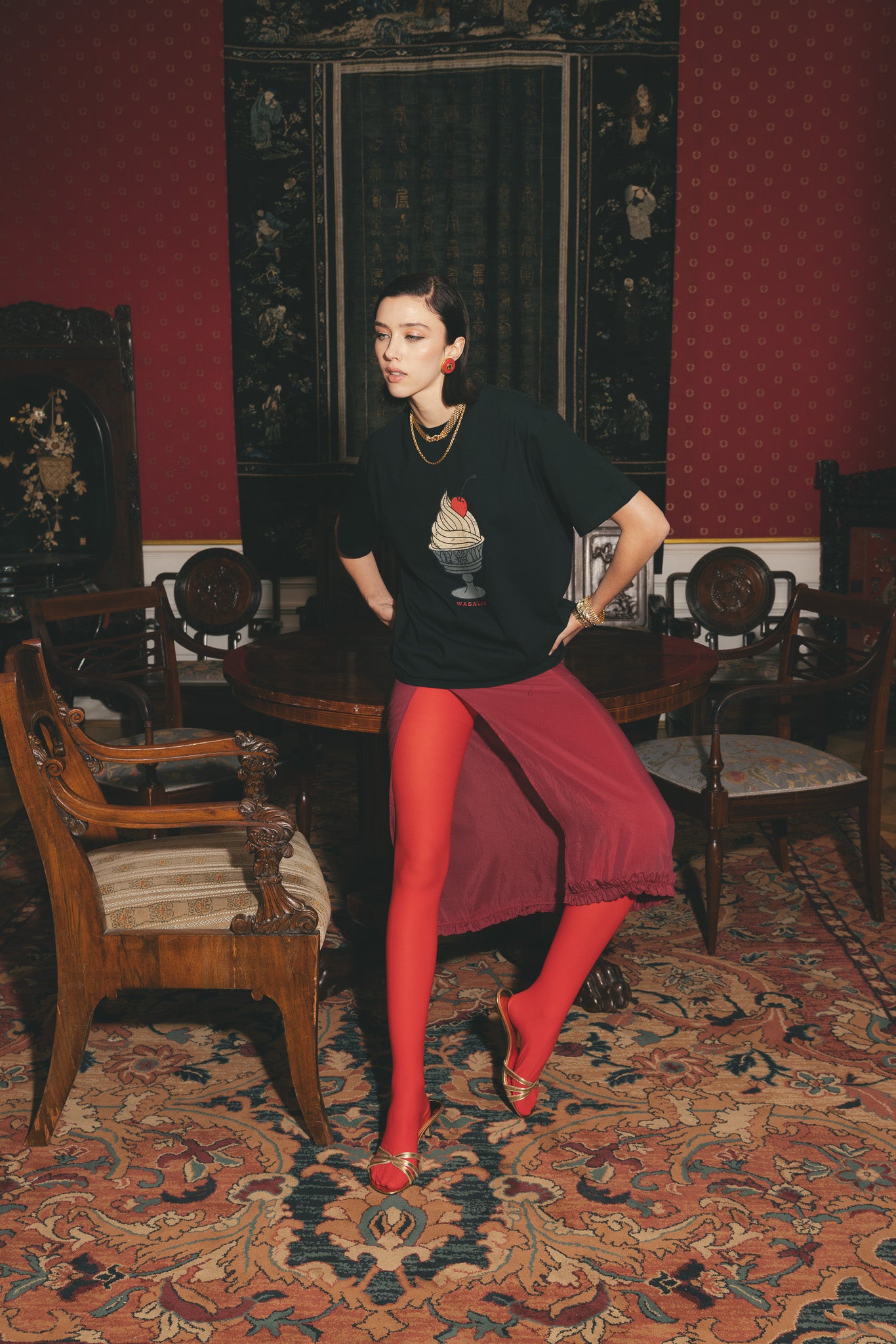 T-shirt Dru Print Deser Czarny