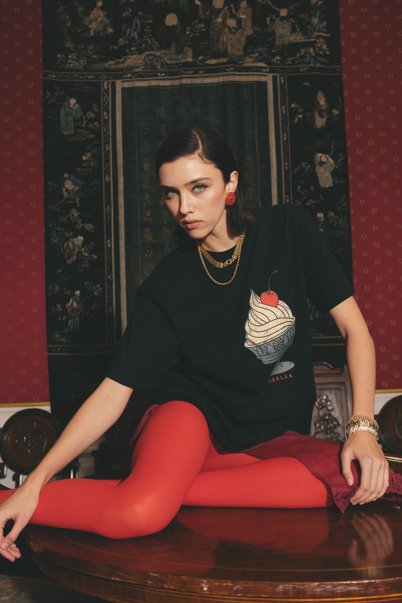 T-shirt Dru Print Deser Czarny