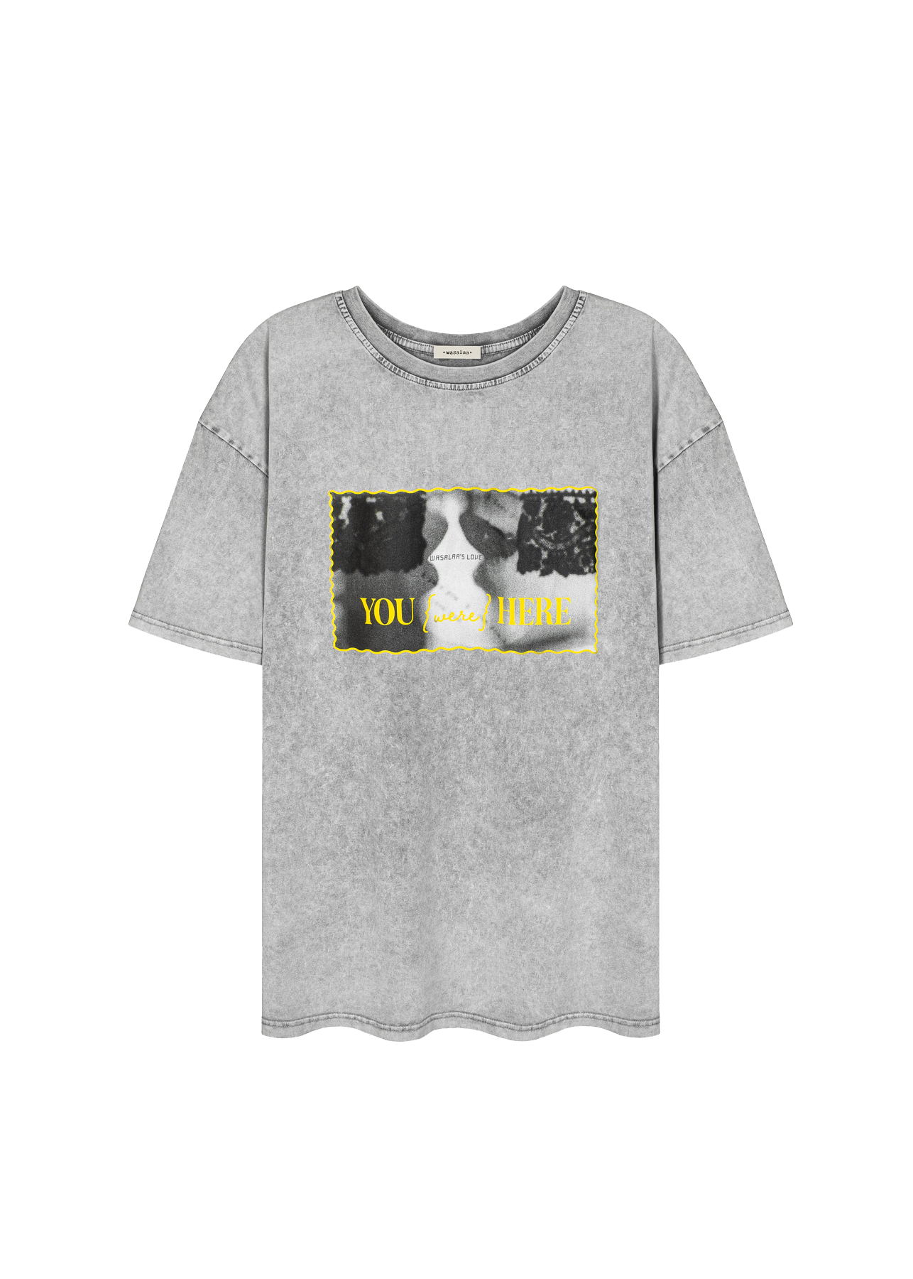 T-shirt Dru Vintage Print Serce Sprany Szary